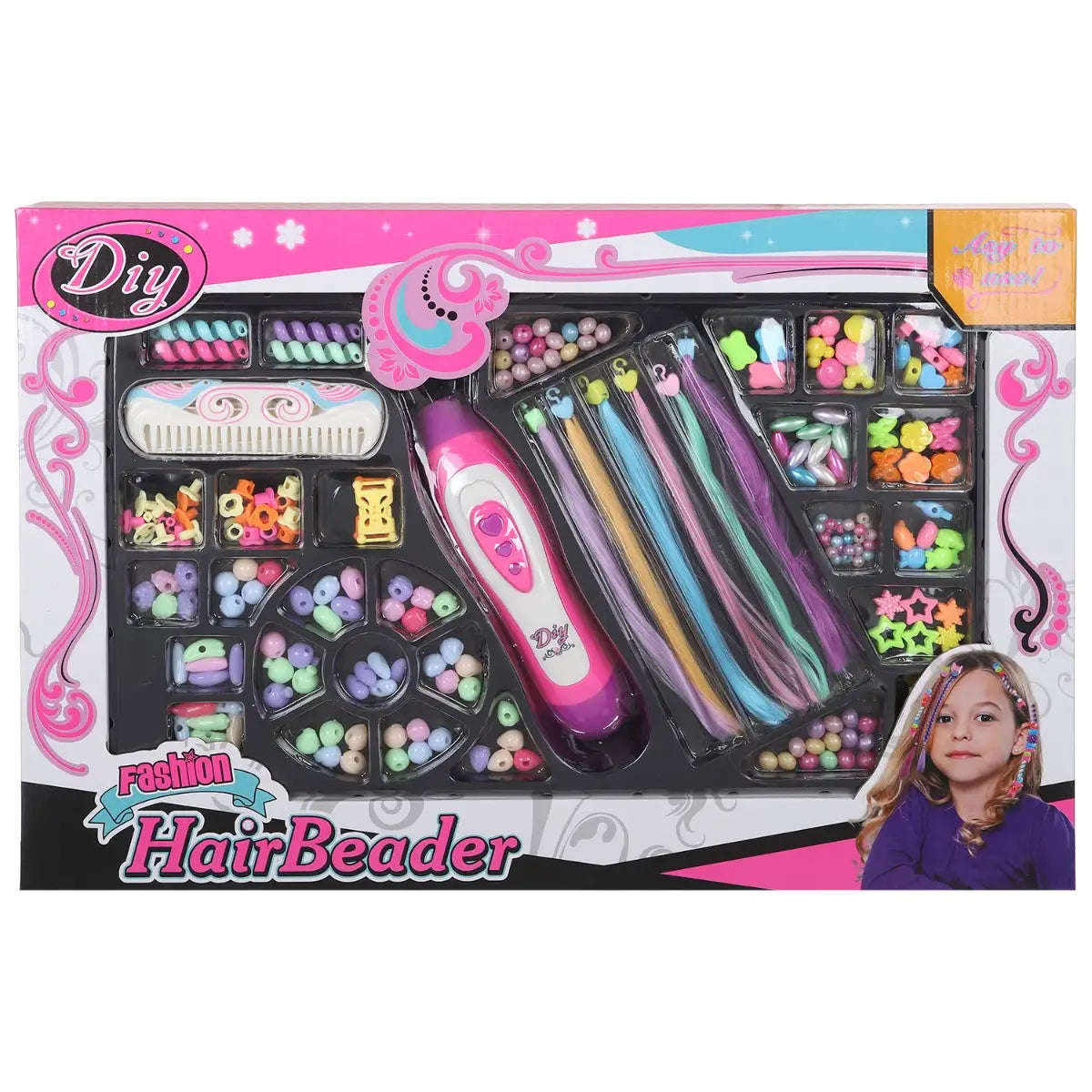 DIY Fashion Hair Beader Toy for Kids - Creative Hair Styling Kit