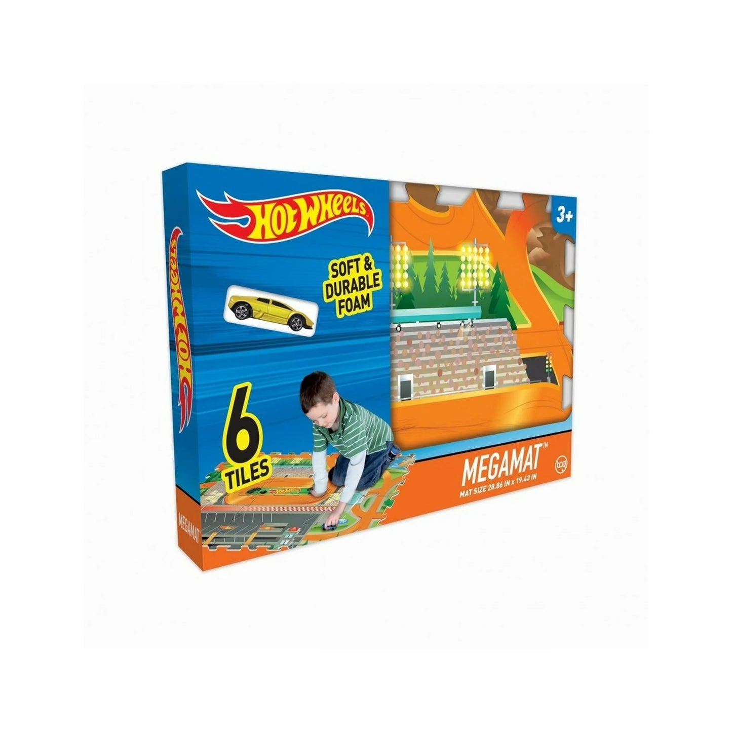 Hot Wheels 6-Piece Tile Mega Floor Mat Set with Vehicle