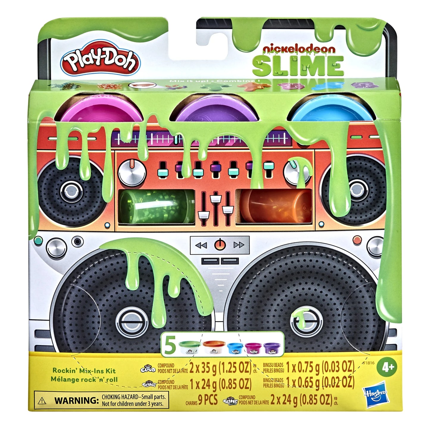 Nickelodeon Slime Play-Doh Rockin' Mix-ins Kit - Fun Creative Set with Slime