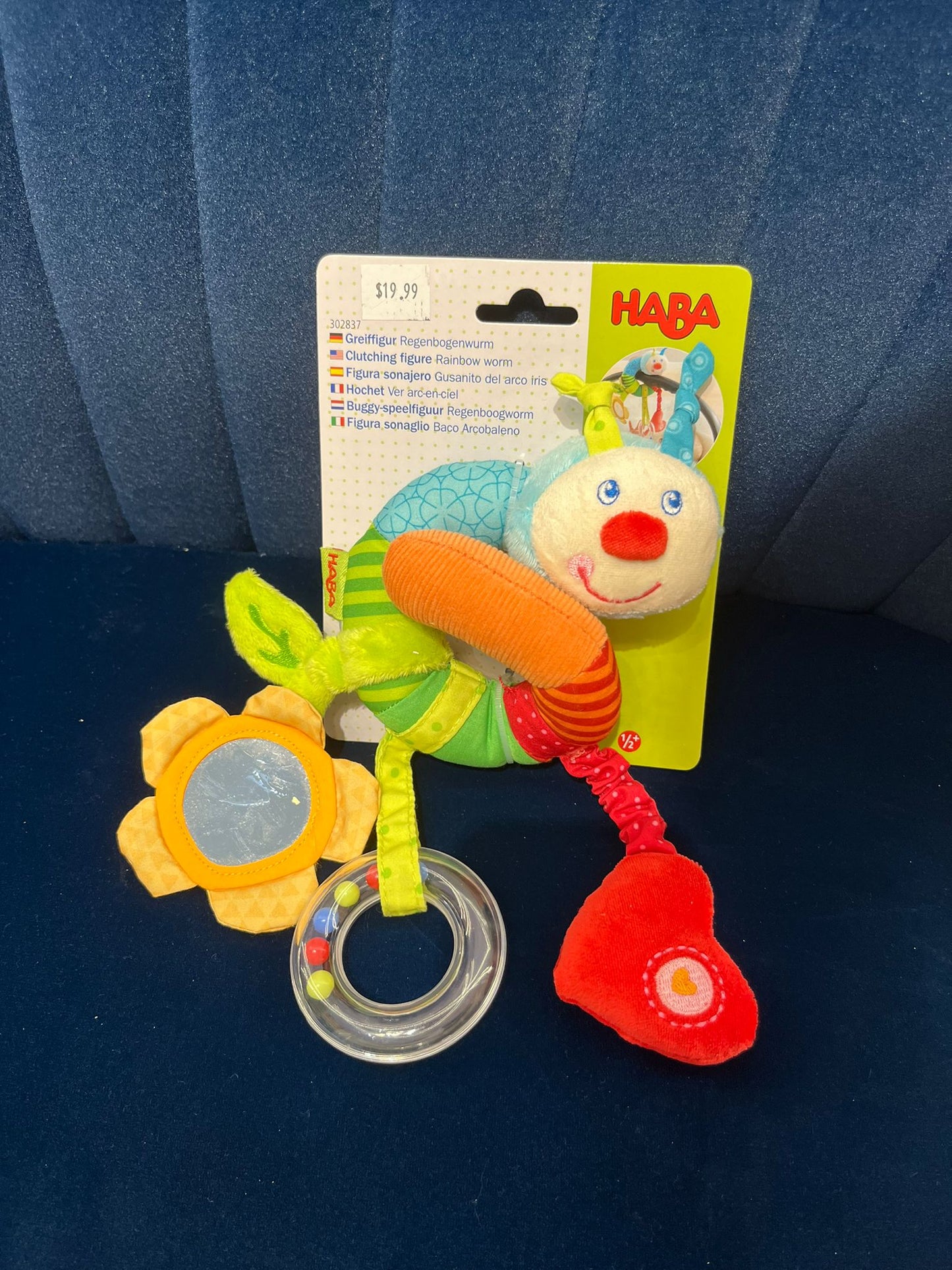 HABA Rainbow Worm Clutching Figure | Plush Ring with Dangling