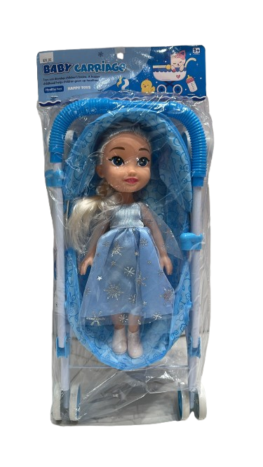 Baby Carriage with Doll Toy for Kids – Pretend Play Stroller Set