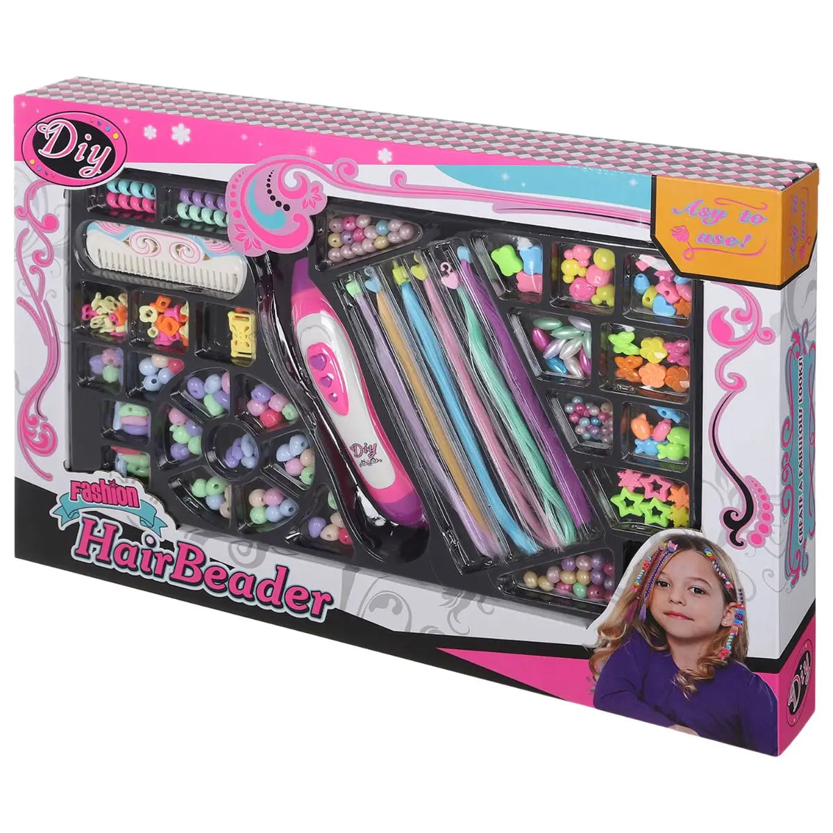 DIY Fashion Hair Beader Toy for Kids - Creative Hair Styling Kit