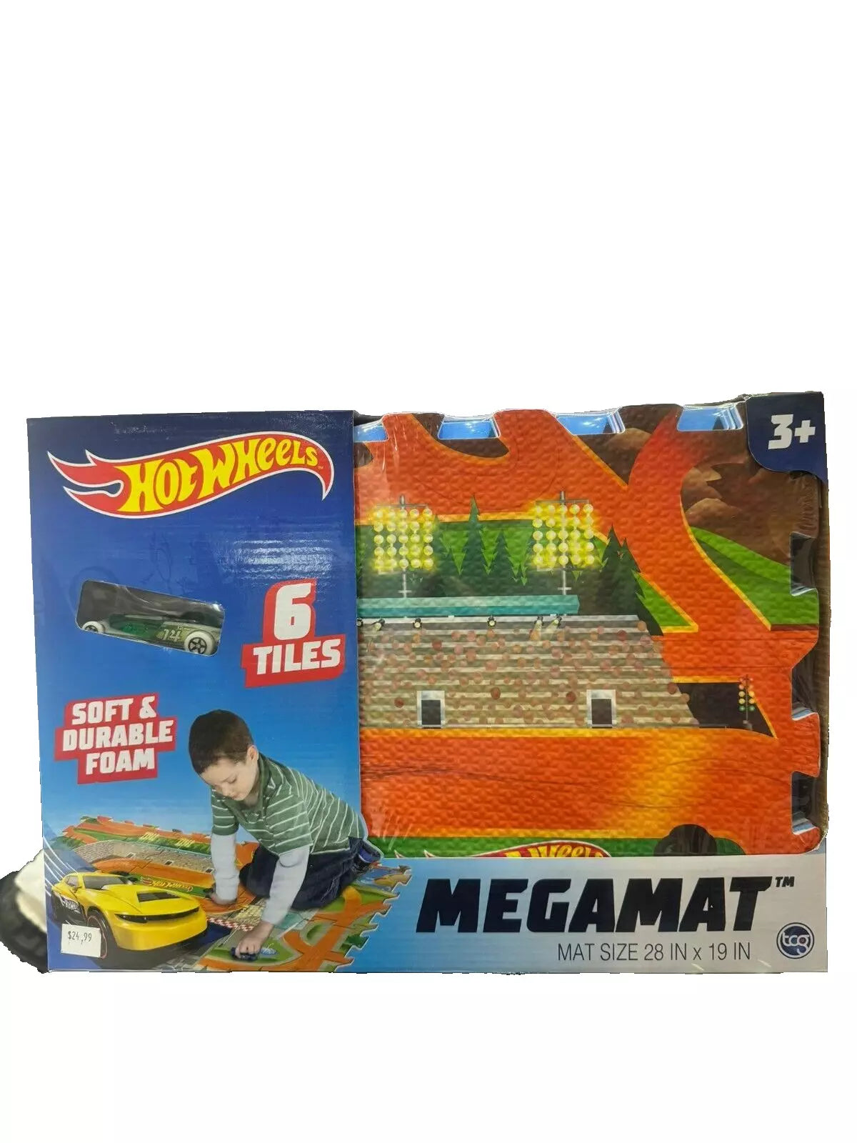 Hot Wheels 6-Piece Tile Mega Floor Mat Set with Vehicle