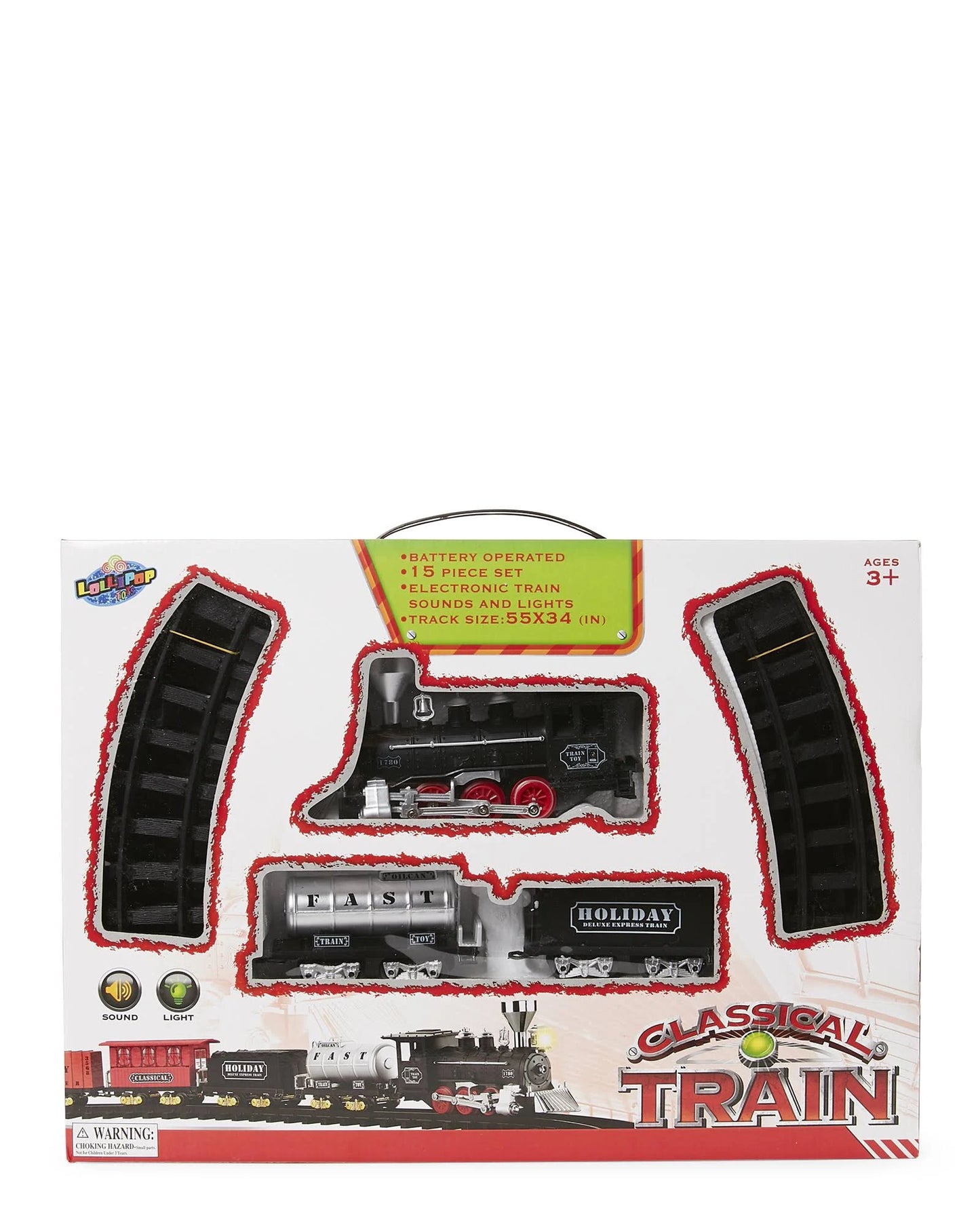 Lollipop Classical Train Deluxe 15-Piece Set - Vintage Train Toy