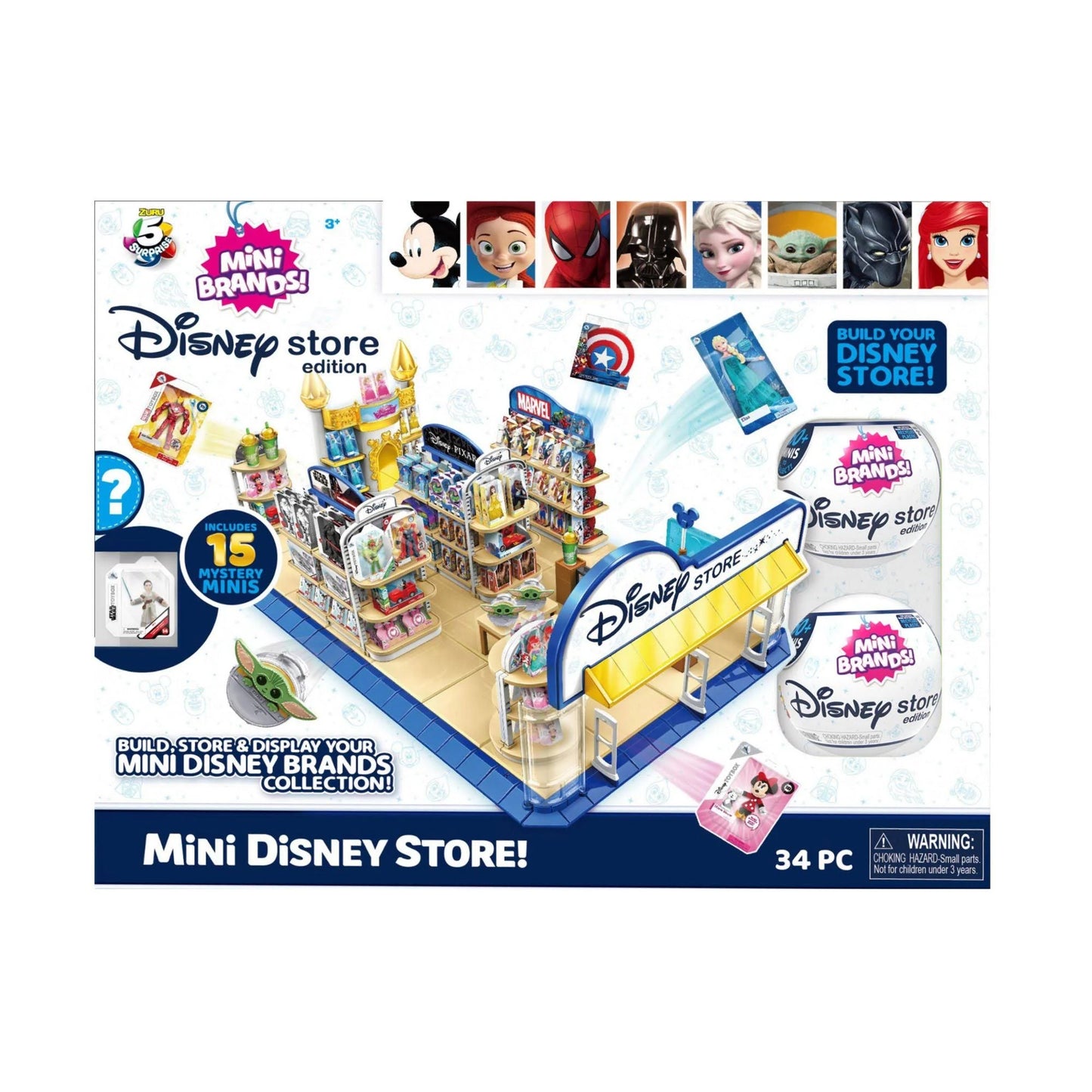 Zuru Disney 5 Surprise Mini Brands Doll Store Playset -34 Pieces Collectible Toy