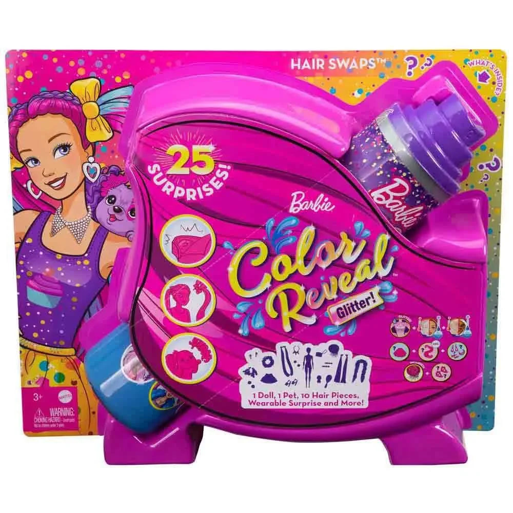 Barbie Color Reveal Glitter! Hair Swaps Doll | Surprise Toy | Color-Changing Fun