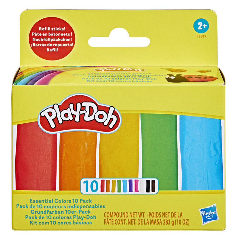 Play-Doh Essential Colors 10-Pack Refill Sticks – Modeling Compound Set for Kids