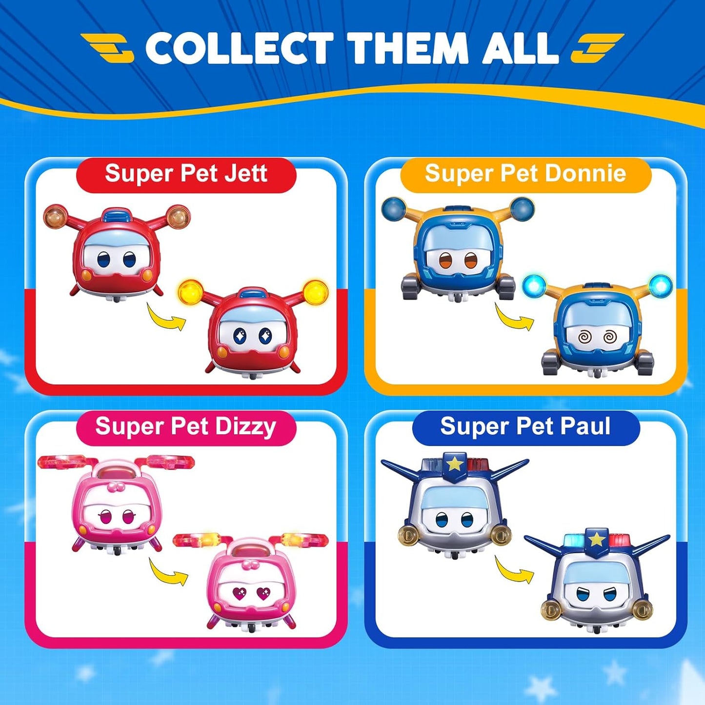 Super Wings Super Pets 4-Pack Collection - Action Figures Set