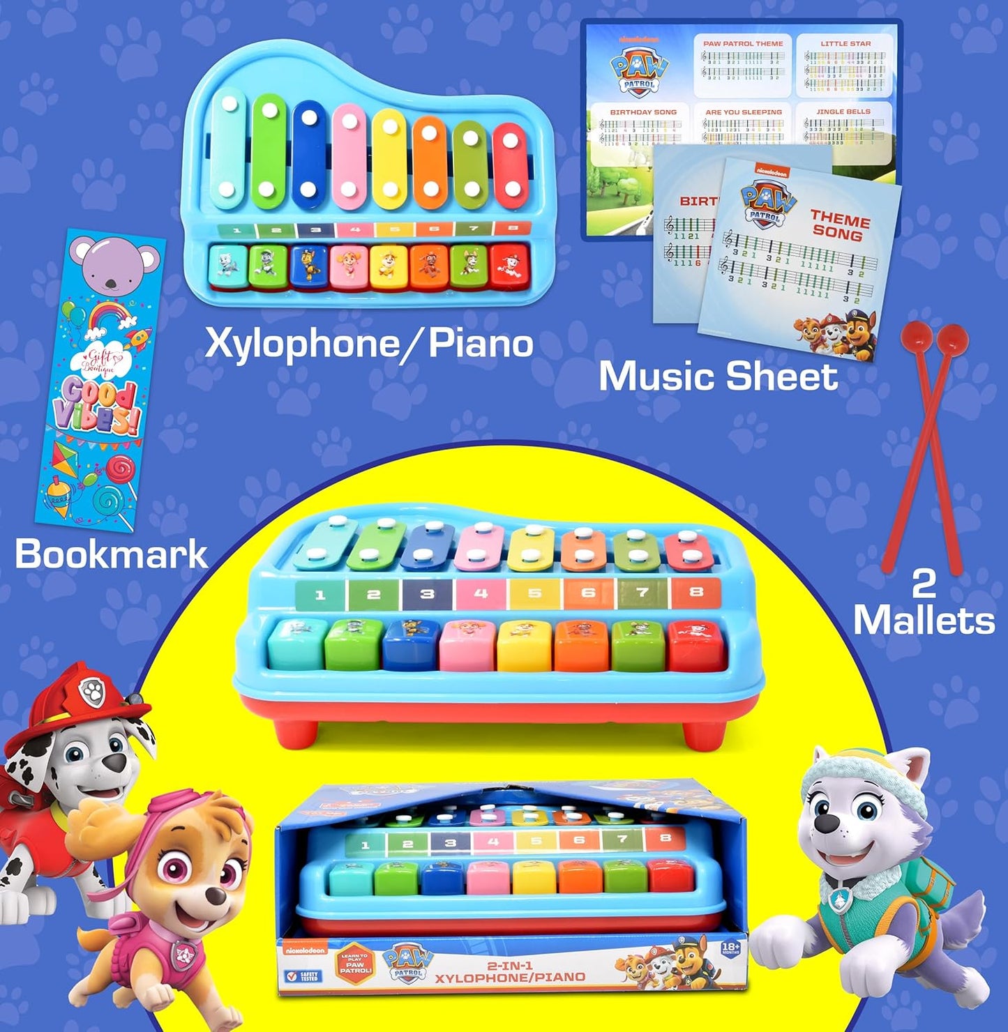 Paw Patrol 2-in-1 Baby Piano & Xylophone Toy – Musical Fun for Kids