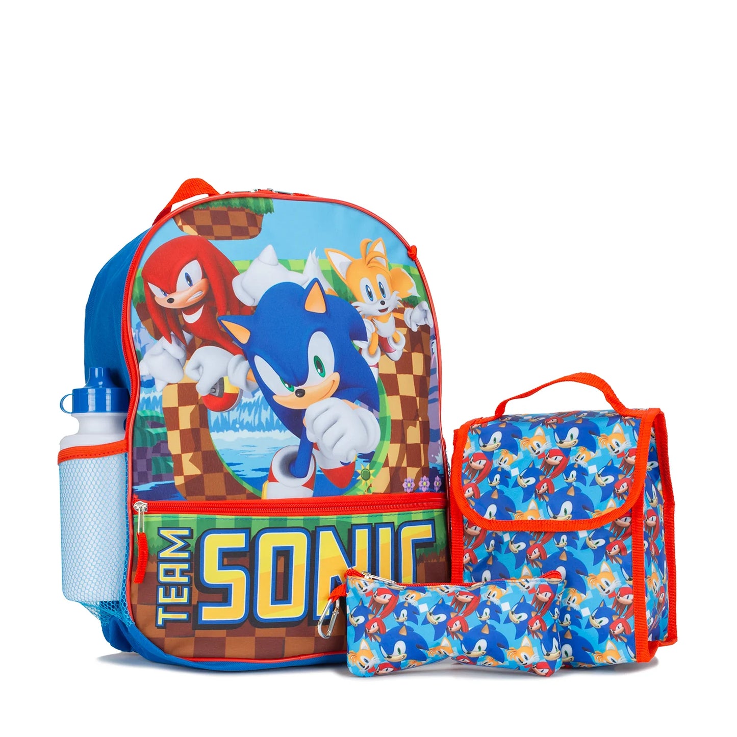 Sonic 5PC Backpack Lunch Set - Character School Bag with Lunch Box