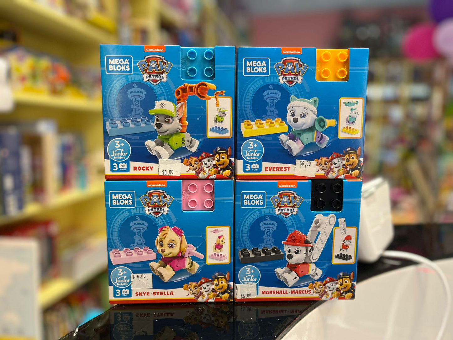 Mega Bloks Paw Patrol Everest, Marshall, Rocky, and Skye Figure 3-Piece Set