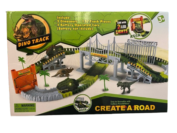 Dino Track Create-A-Road Playset – Flexible Dinosaur Race Track for Kids