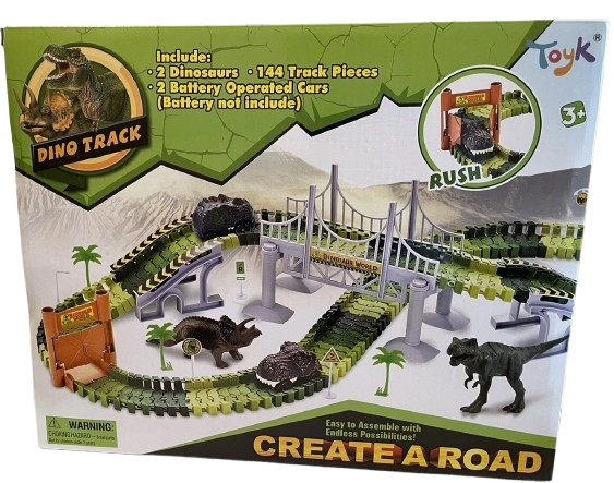 Dino Track Create-A-Road Playset – Flexible Dinosaur Race Track for Kids