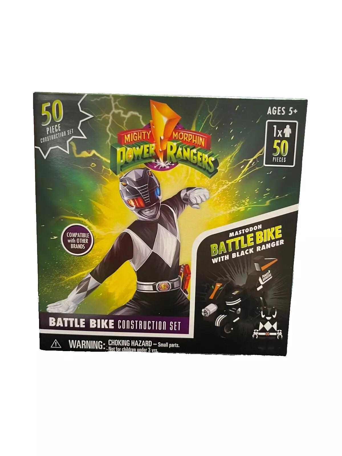 Mighty Morphin Power Rangers Black Mastodon Battle Bike Construction Set