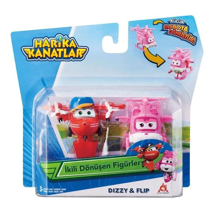 Mini Transform-a-Bots Super Wings - Dizzy and Flip Robots Set
